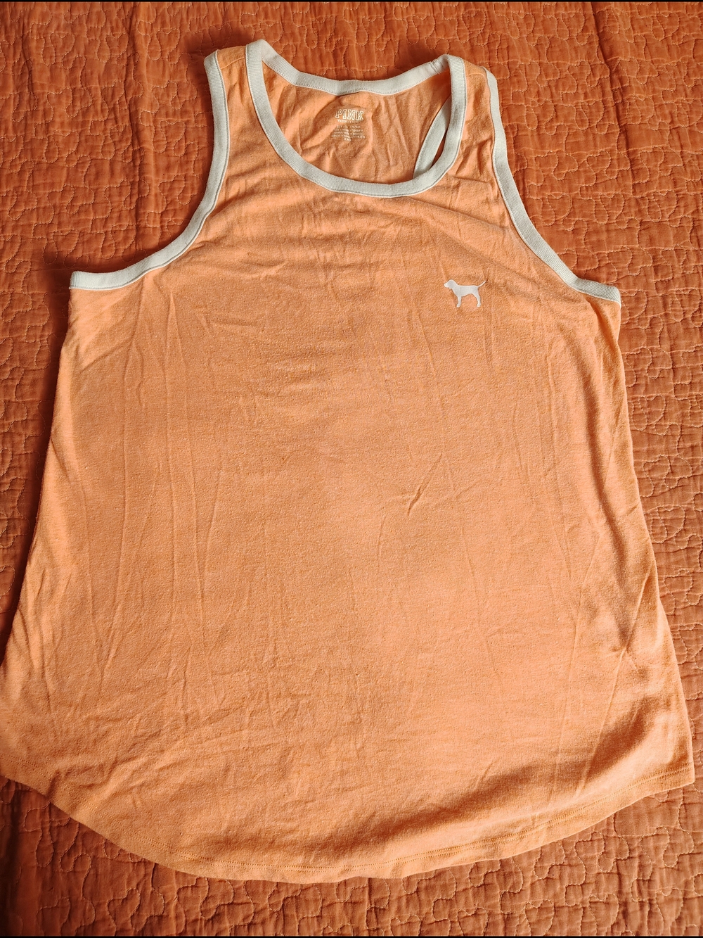 PINK Victoria's Secret Peach Tank with White Trim